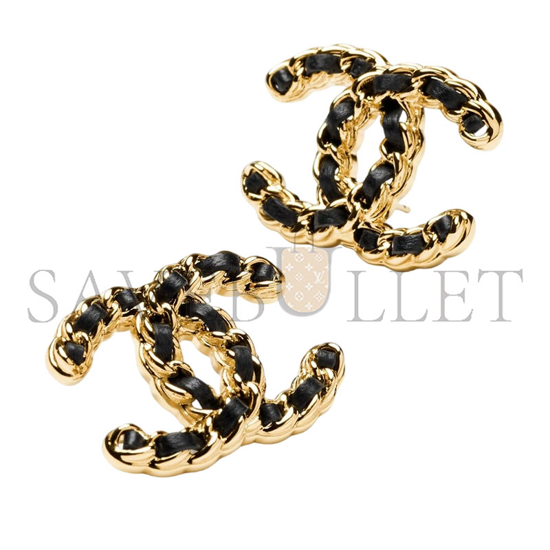 Ch**el LAMBSKIN CC CHAIN STUD EARRINGS